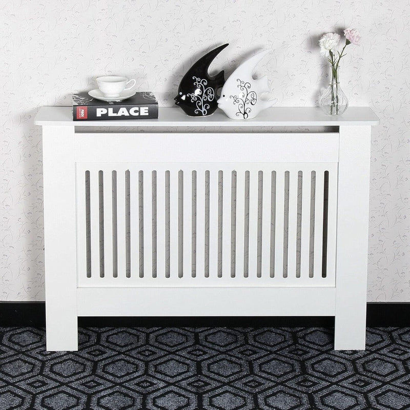 Radiator Cover Modern Wood White Vertical Slat