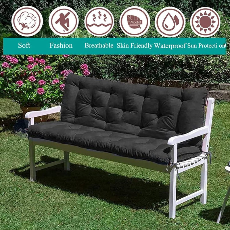 Outdoor Bench Cushion Pad w/ Back Brown