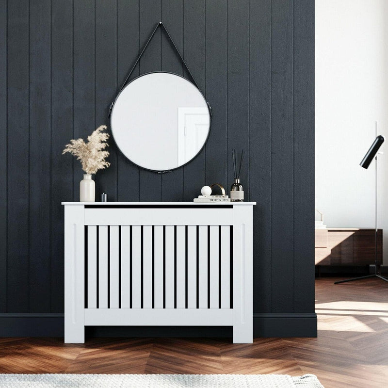 Radiator Cover Modern Wood White Vertical Slat