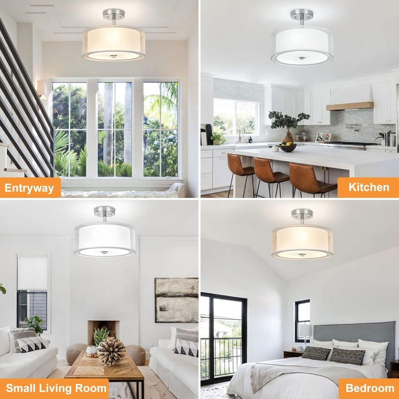 3-Light Modern Semi Flush Mount Ceiling Light Fixture