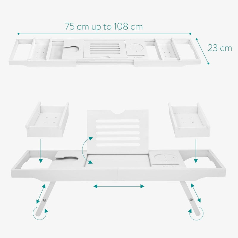 White Bath Caddy/Folding Breakfast Tray