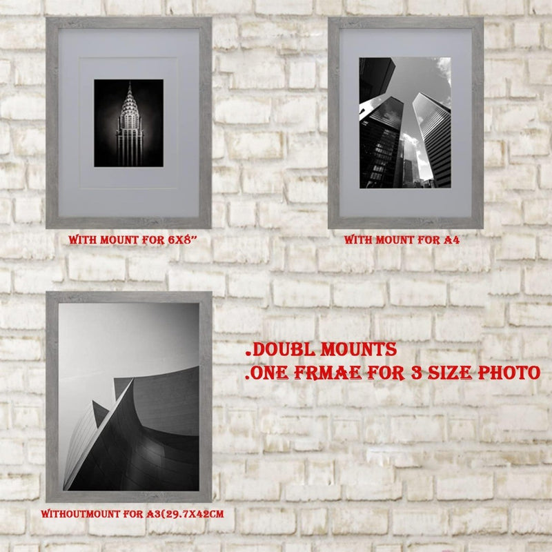 Wood Photo Frame set of 3 A3 Smoke Grey