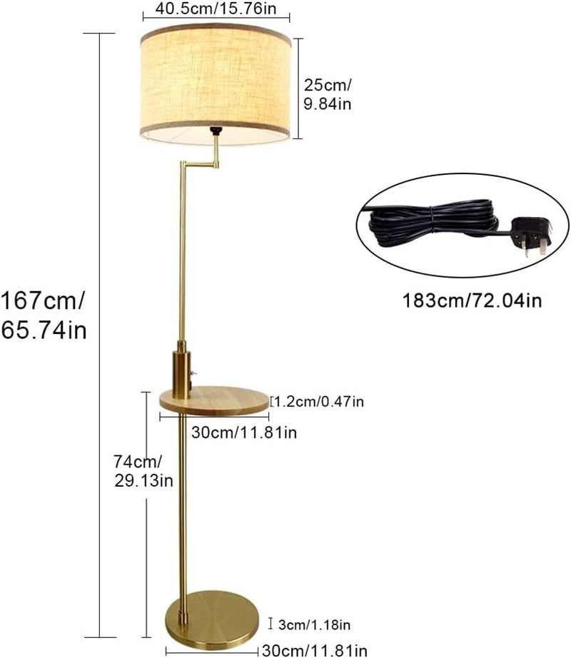 Copper USB Charge LED Floor Lamp with Table Iron