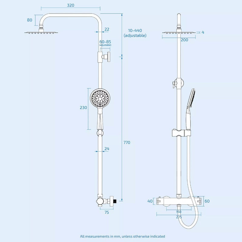 Thermostatic Mixer Shower Set w/ Shower Head