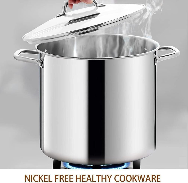 Stock Pot 15L Stainless Steel w/ Glass Lid, Ladle