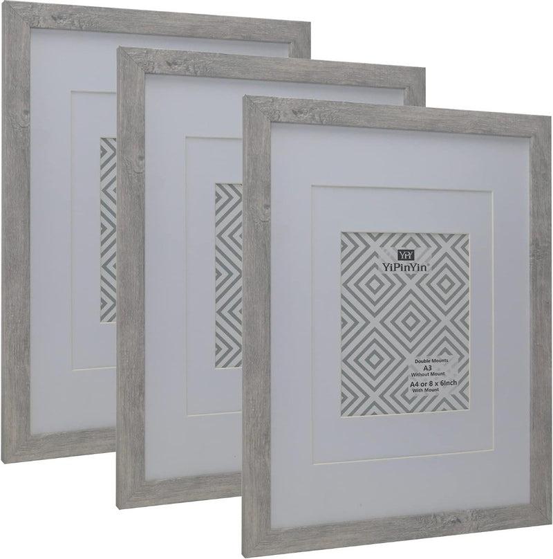 Wood Photo Frame set of 3 A3 Smoke Grey