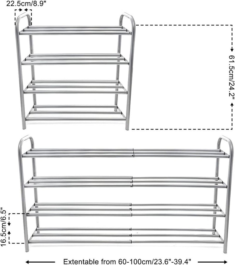 GUANJUNE 4 Tier Extendable Shoe Rack