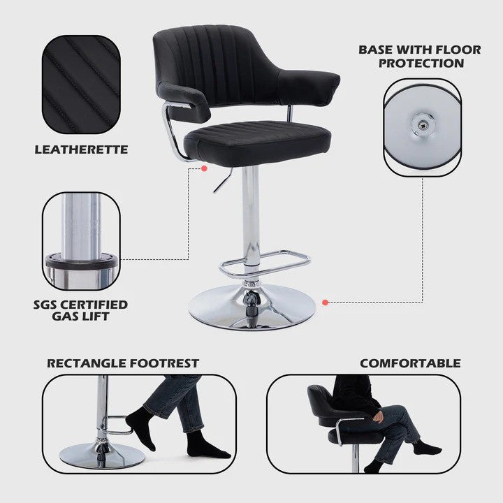 Hnnhome Height Adjustable Swivel Bar Stool Black