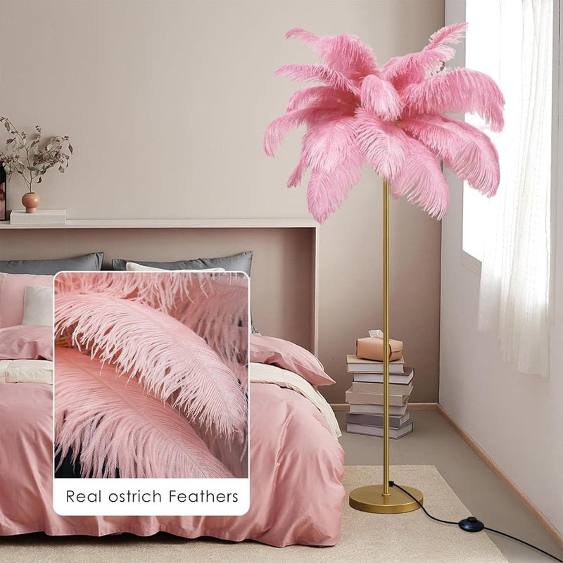 Feather Floor Lamp Natural Ostrich Feather