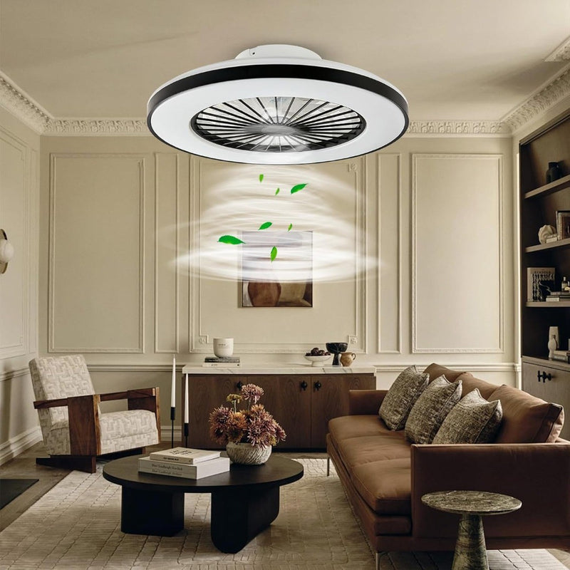 LED Ceiling Light with Fan Dimmable Black