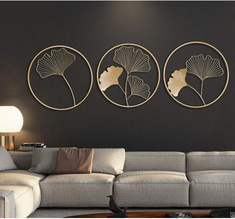 3pc Ginkgo Leaf Wall Art Gold