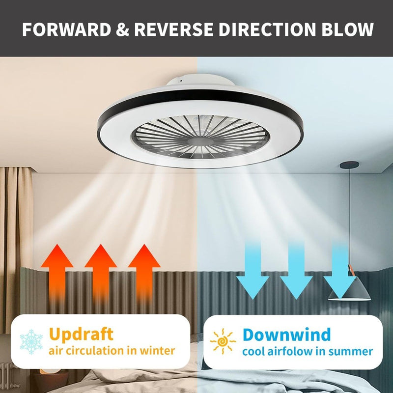 LED Ceiling Light with Fan Dimmable Black