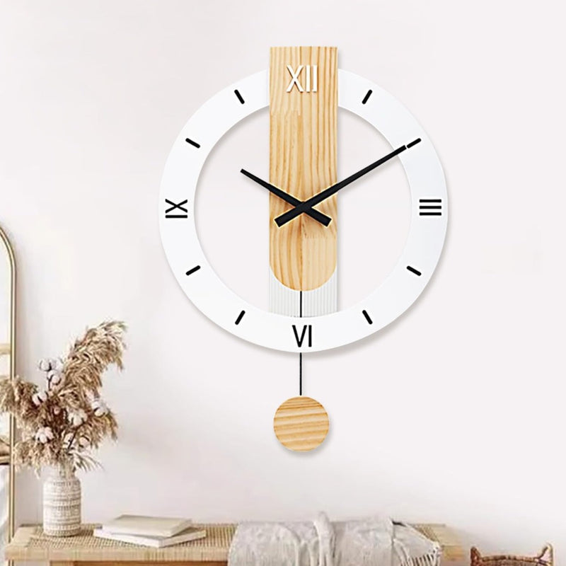 Large Wall Clock Decor Modern Silent White