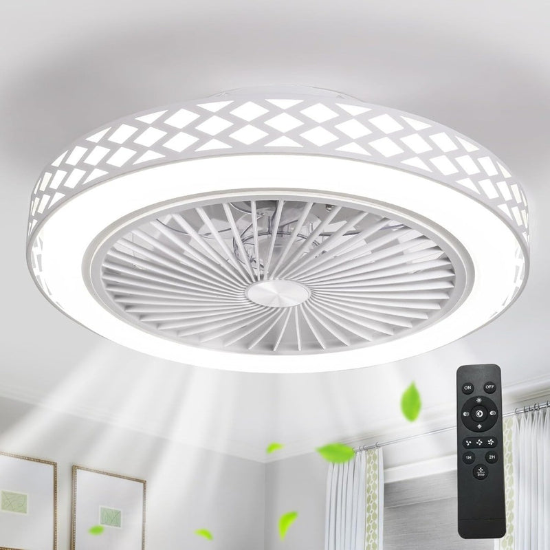 White Ceiling Fan with Lights and Remote, 48cm Fan Lights Ceiling