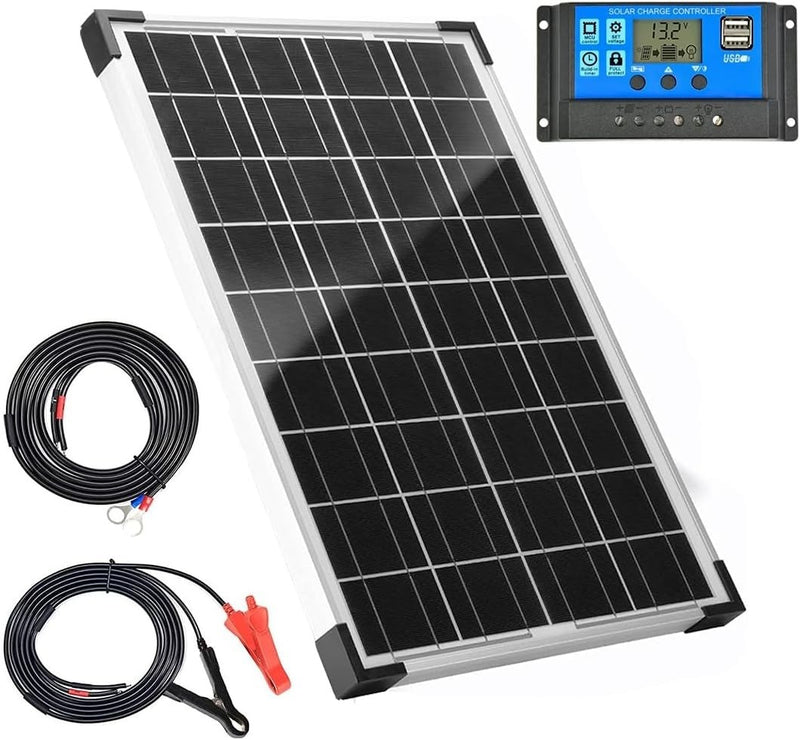 20W Solar Panel 12V Battery Chager + 10A PWM Charge Controller + Extension Cable