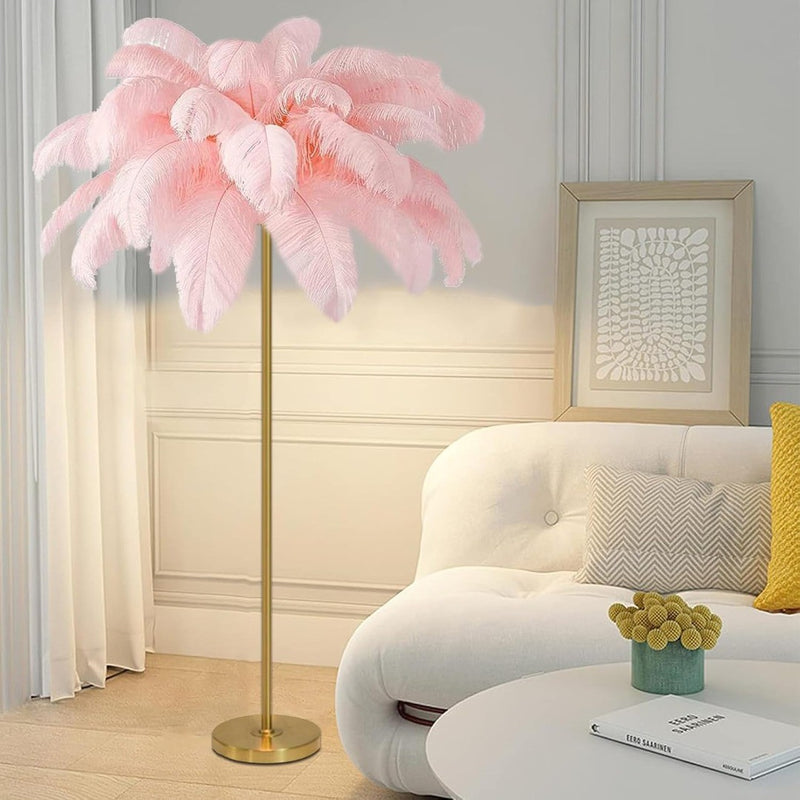 Feather Floor Lamp Natural Ostrich Feather