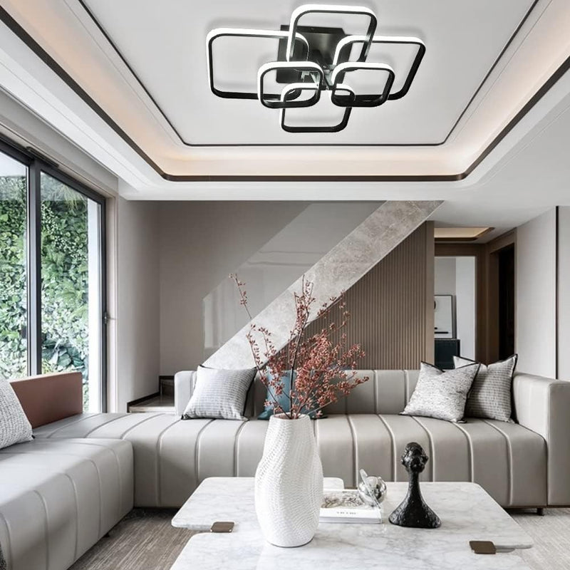 Modern LED Ceiling Light with 6 Squares, 102W  Light