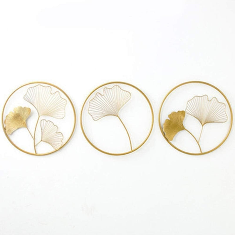 3pc Ginkgo Leaf Wall Art Gold