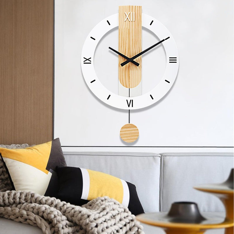 Large Wall Clock Decor Modern Silent White