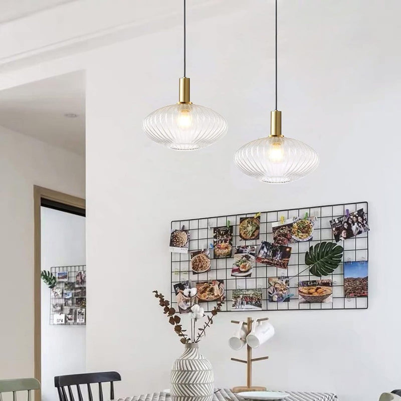 Clear Glass  Bronze Pendant Light