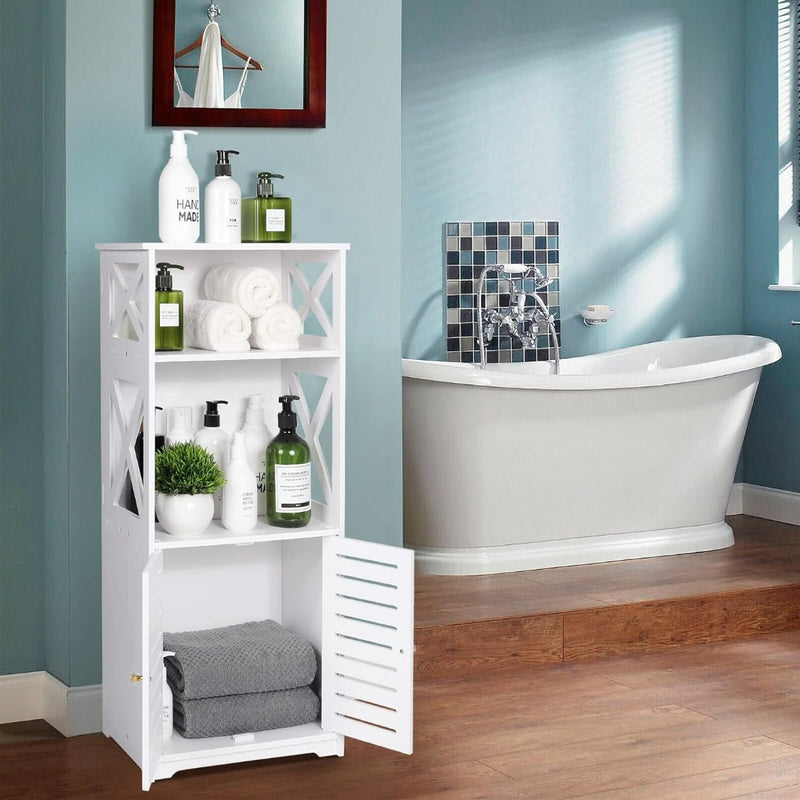 Bathroom Floor Storage Cabinet Shelf Rack