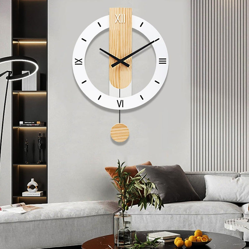 Large Wall Clock Decor Modern Silent White