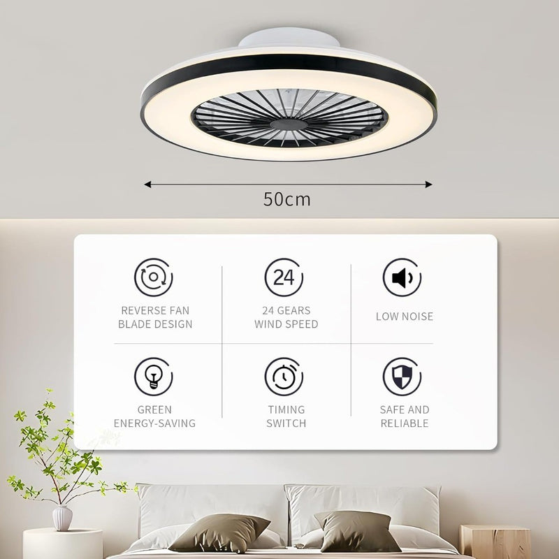 LED Ceiling Light with Fan Dimmable Black