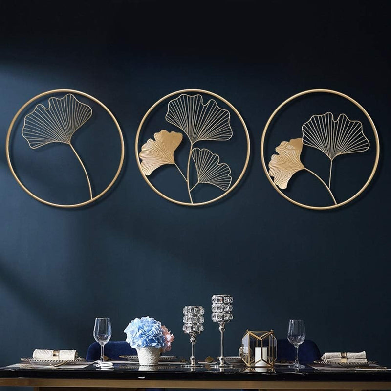 3pc Ginkgo Leaf Wall Art Gold