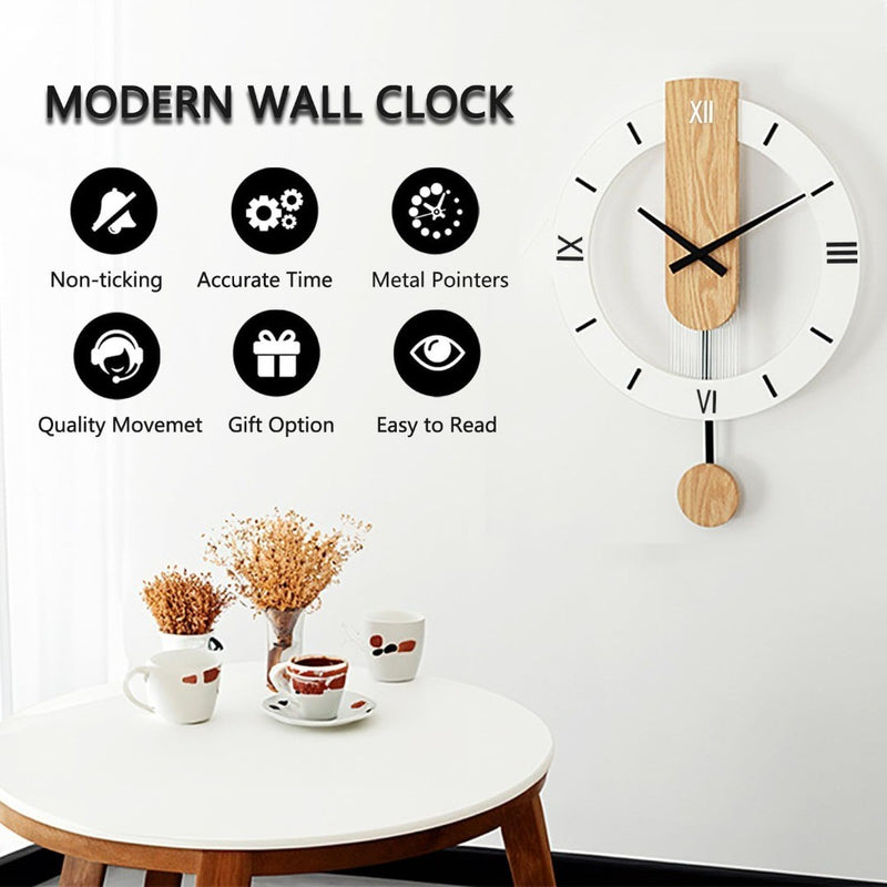 Large Wall Clock Decor Modern Silent White