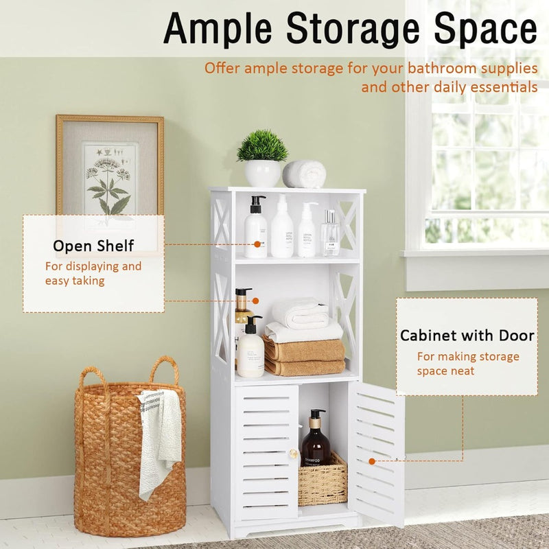 Bathroom Floor Storage Cabinet Shelf Rack