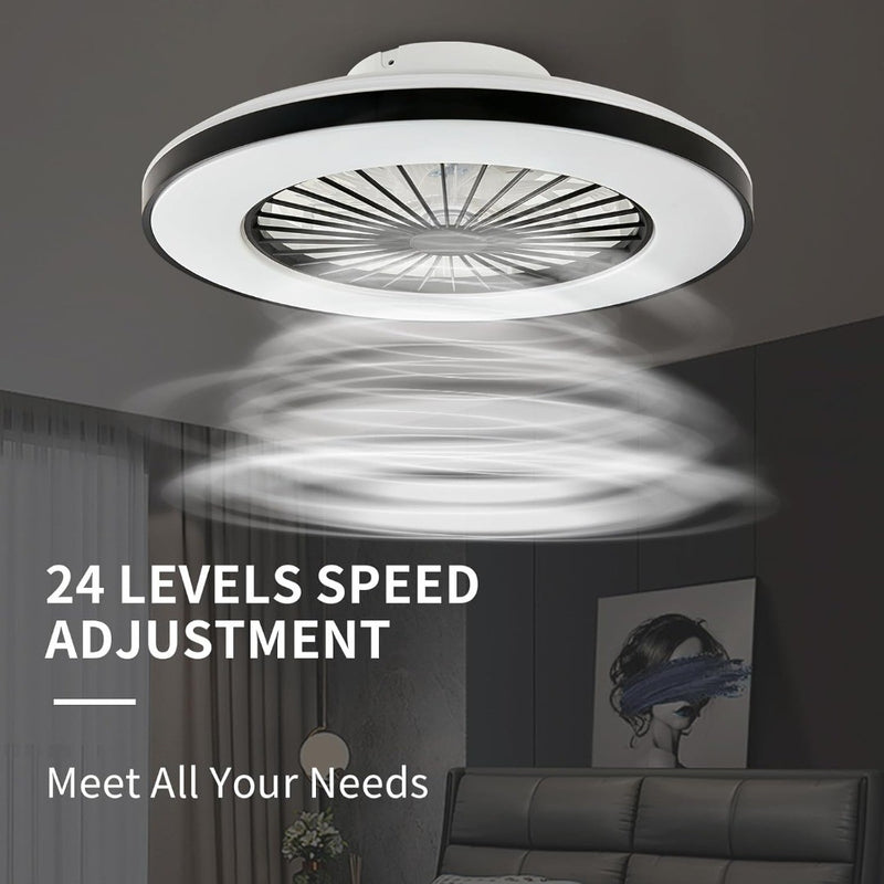 LED Ceiling Light with Fan Dimmable Black