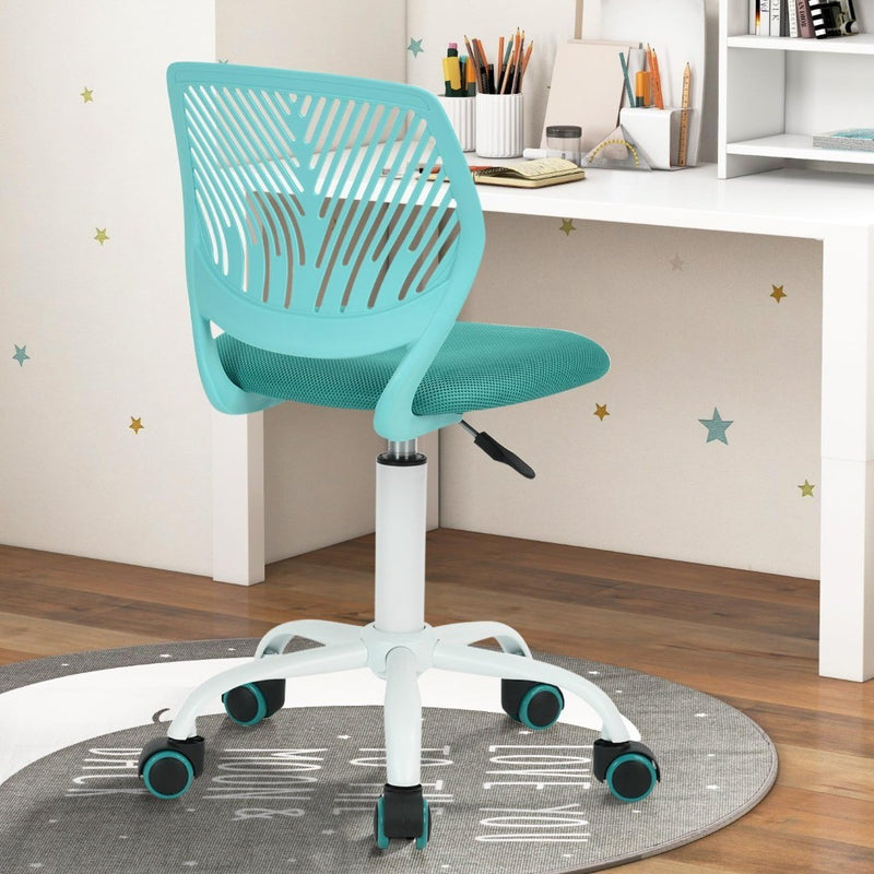 Small Desk Chair Armless Blue Kids/Teens