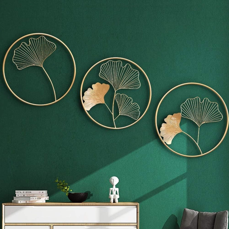 3pc Ginkgo Leaf Wall Art Gold