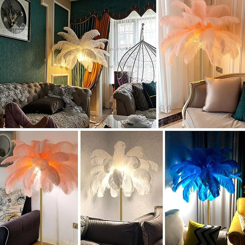 Feather Floor Lamp Natural Ostrich Feather