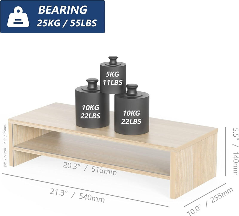 2 Tiers Monitor Riser Stand - 21.3'' Large Computer Laptop Stand