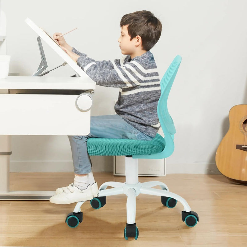 Small Desk Chair Armless Blue Kids/Teens