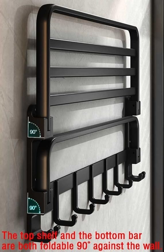 Yariwiz Matte Black Towel Rack Wall Mounted