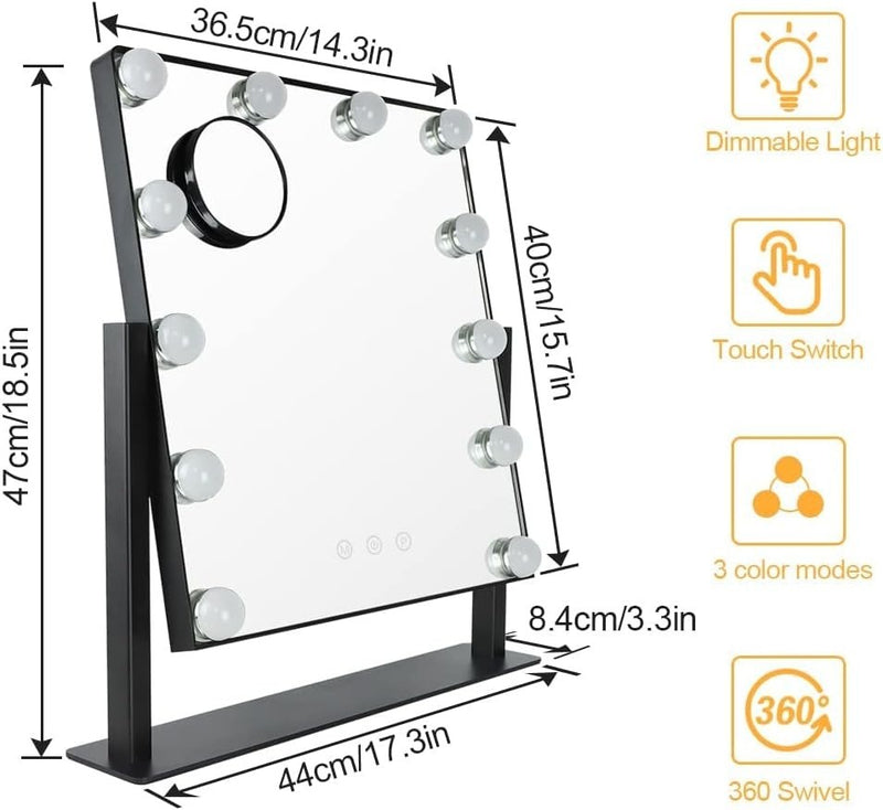 Depuley Hollywood Makeup Mirror with Lights 12pcs Dimmable LED