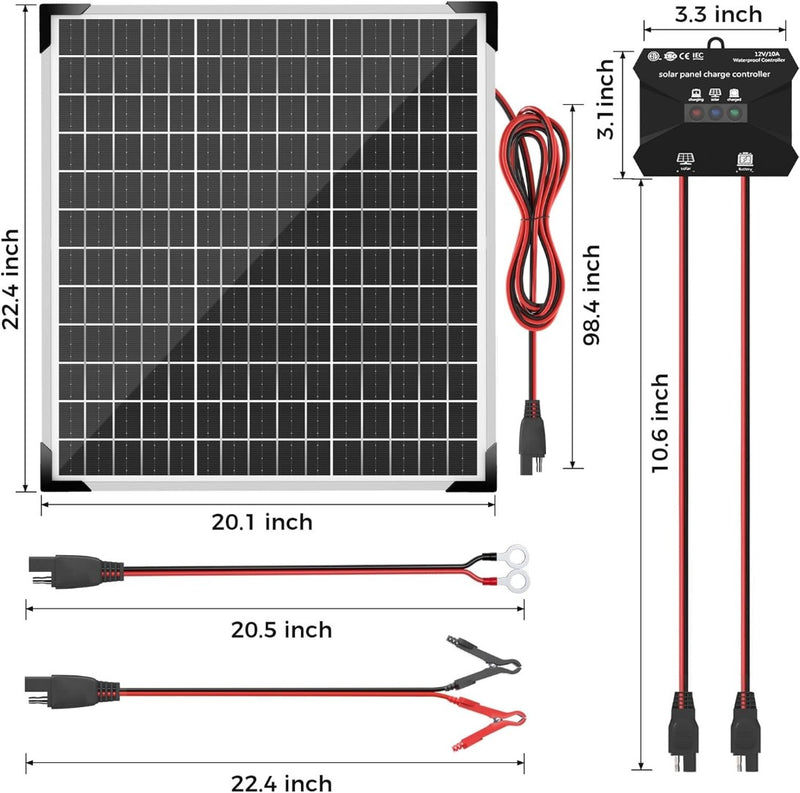 50W 12V Solar Panel Kit Monocrystalline