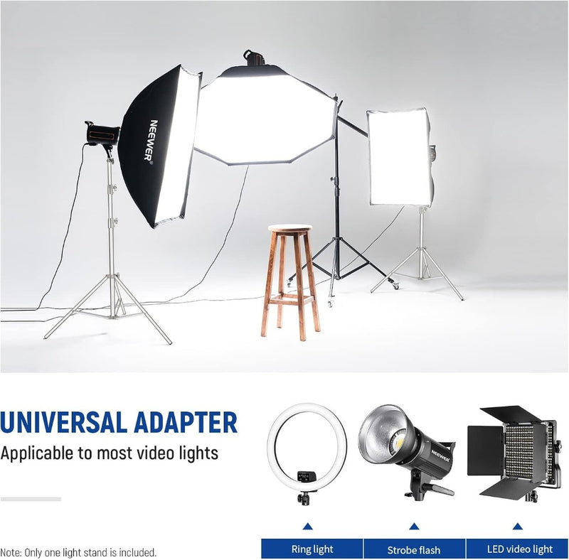 2.8m Stainless Steel Light Stand, Spring Cushioned Heavy Duty Photography Tripod