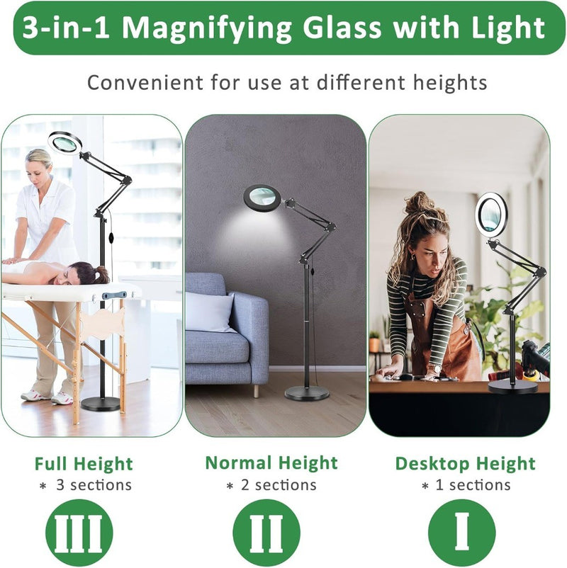 8X Magnifying Floor Lamp 2 Colour Modes