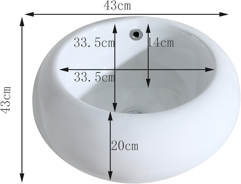 Countertop Vessel Sink 43 X 43 X 20cm