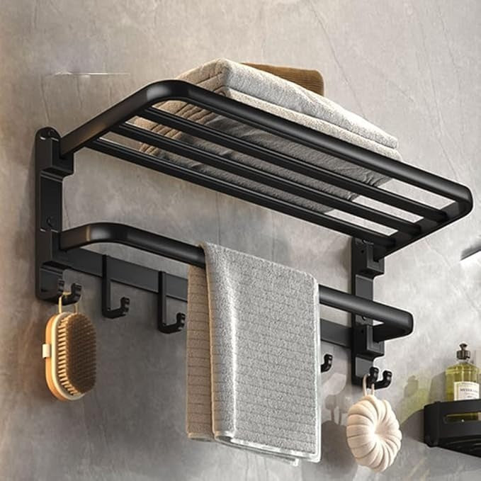 Yariwiz Matte Black Towel Rack Wall Mounted