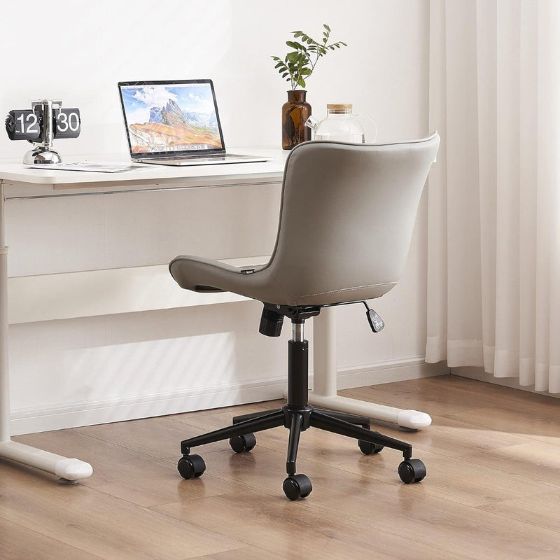 Office Desk Chair Faux Leather Grey YOUTASTE