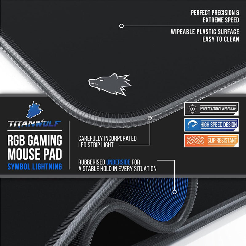 RGB Gaming Mouse Mat - 1200x600mm - TITANWOLF