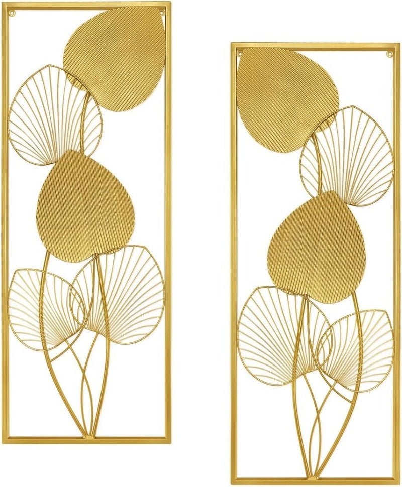 Gold Leaves Wall Sculpture - 2pcs - 32"x12"