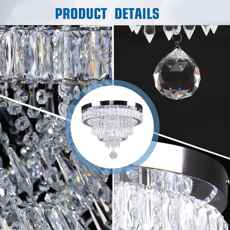 15.7'' Ceiling Light 2 Ring LED K9 Crystals