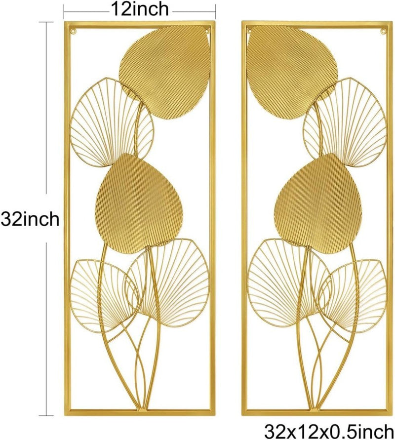 Gold Leaves Wall Sculpture - 2pcs - 32"x12"