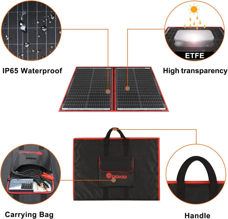 DOKIO 110W 18V Foldable Solar Panel Kit Monocrystalline