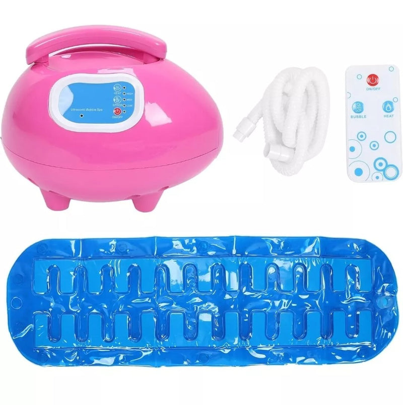 Electric Bathtub Bubble Massage Mat PINK Portable Spa Bath Massager